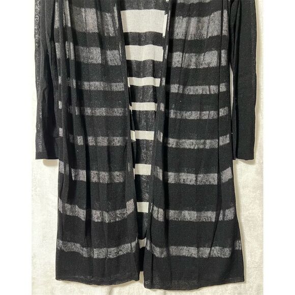 Chico's Women's Black Sheer Striped Open Front Cardigan Sweater Size  (US XXL) - Picture 3 of 7